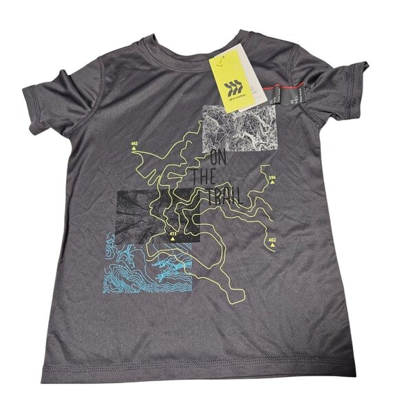 All In Motion Trail Map Graphic T-Shirt Boys Size XS UPF 50+ Moisture-Wicking - Picture 1 of 8